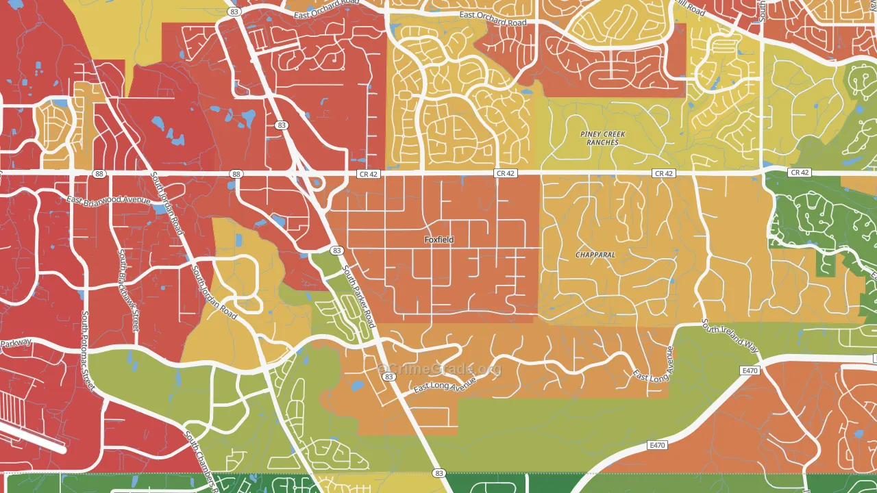 Foxfield, CO Map of Drug-Related Crime Rates
