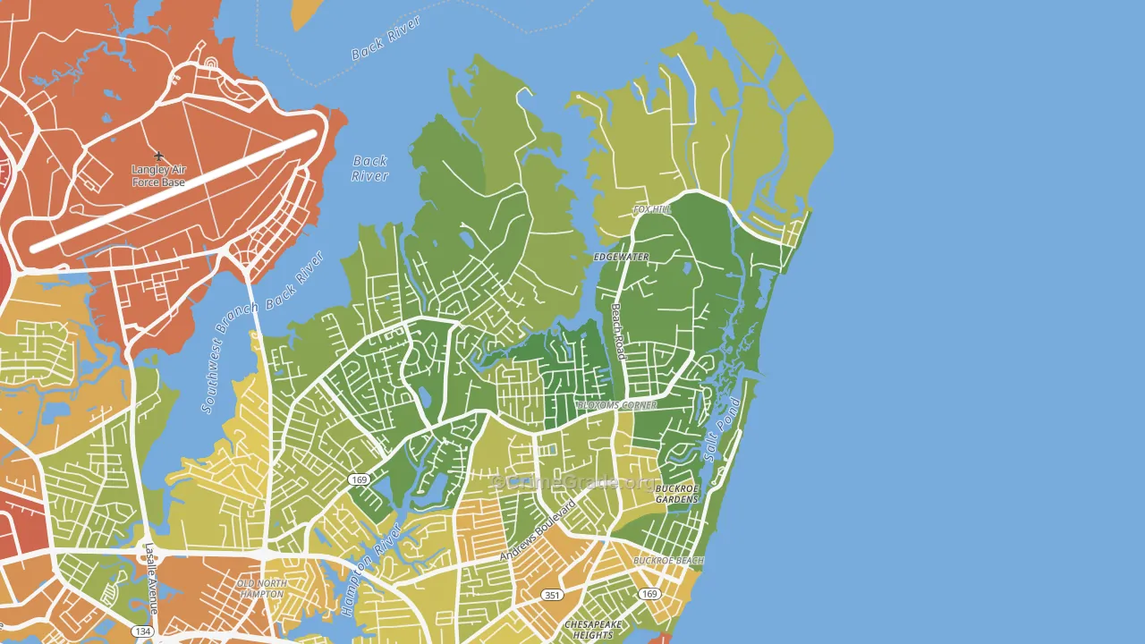 Foxhill, Hampton, VA Map of Drug-Related Crime Rates