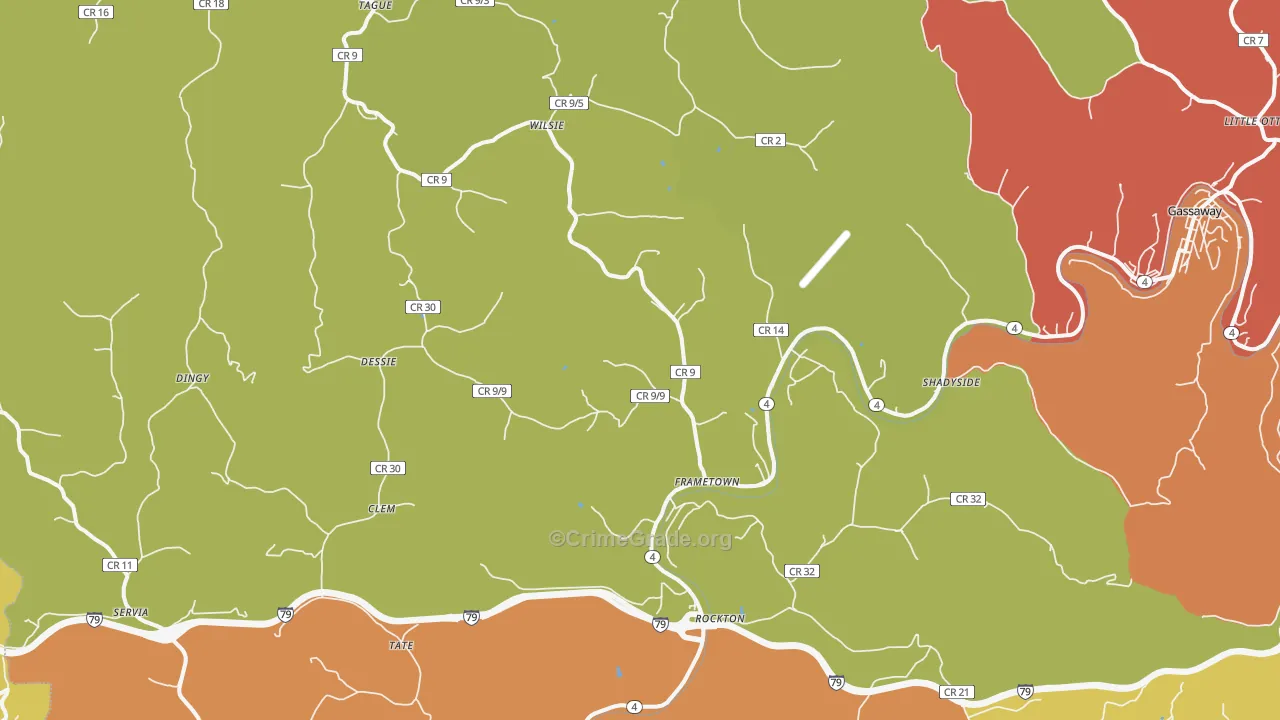 Frametown, WV Map of Drug-Related Crime Rates