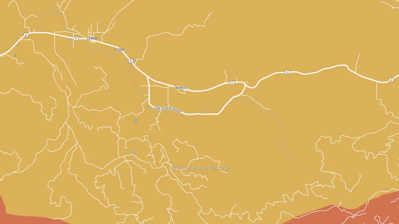 Frances, WA Map of Drug-Related Crime Rates