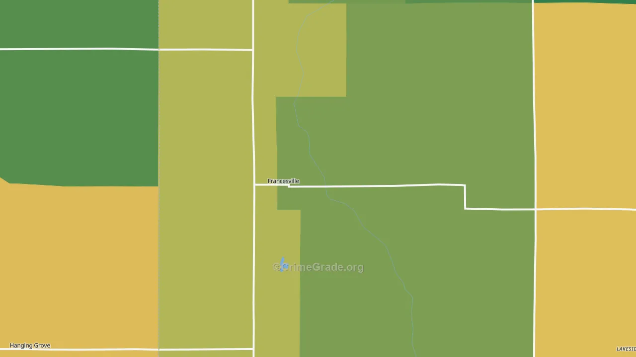 Francesville, IN Map of Drug-Related Crime Rates