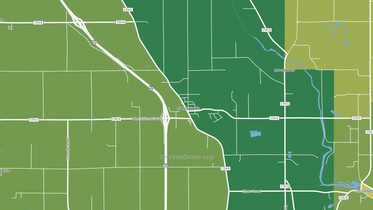 Francis Creek, WI Map of Drug-Related Crime Rates