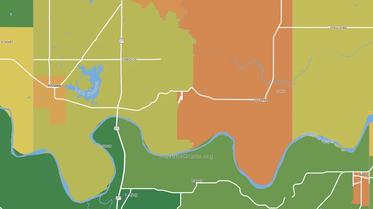 Francis, OK Map of Drug-Related Crime Rates