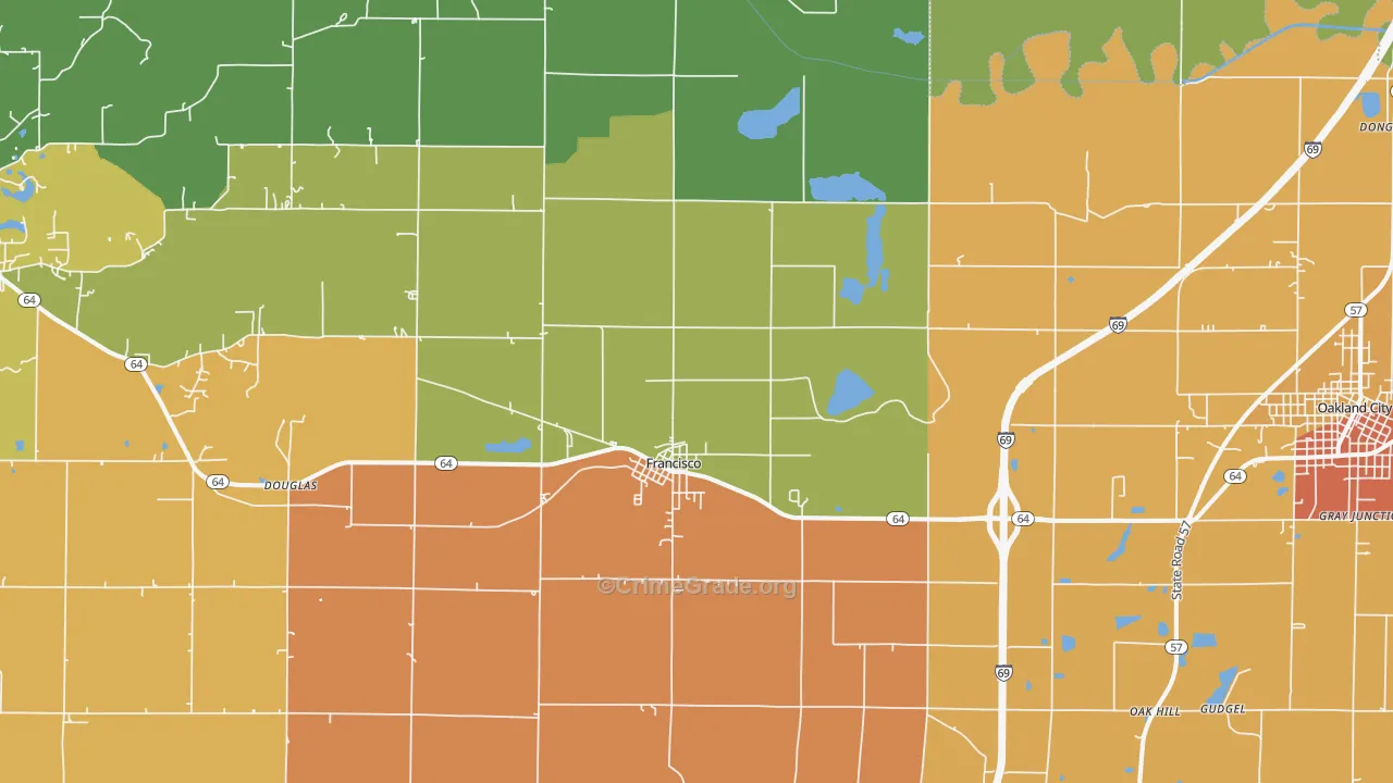 Francisco, IN Map of Drug-Related Crime Rates
