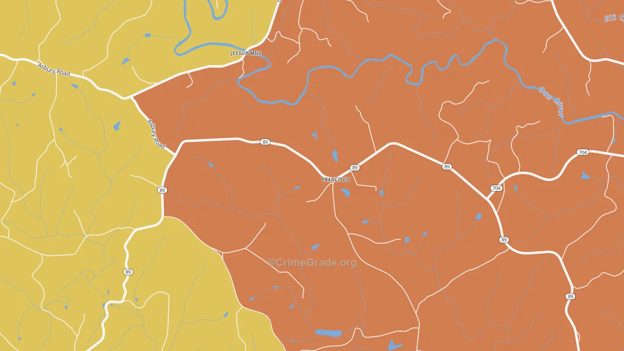 Francisco, NC Map of Drug-Related Crime Rates