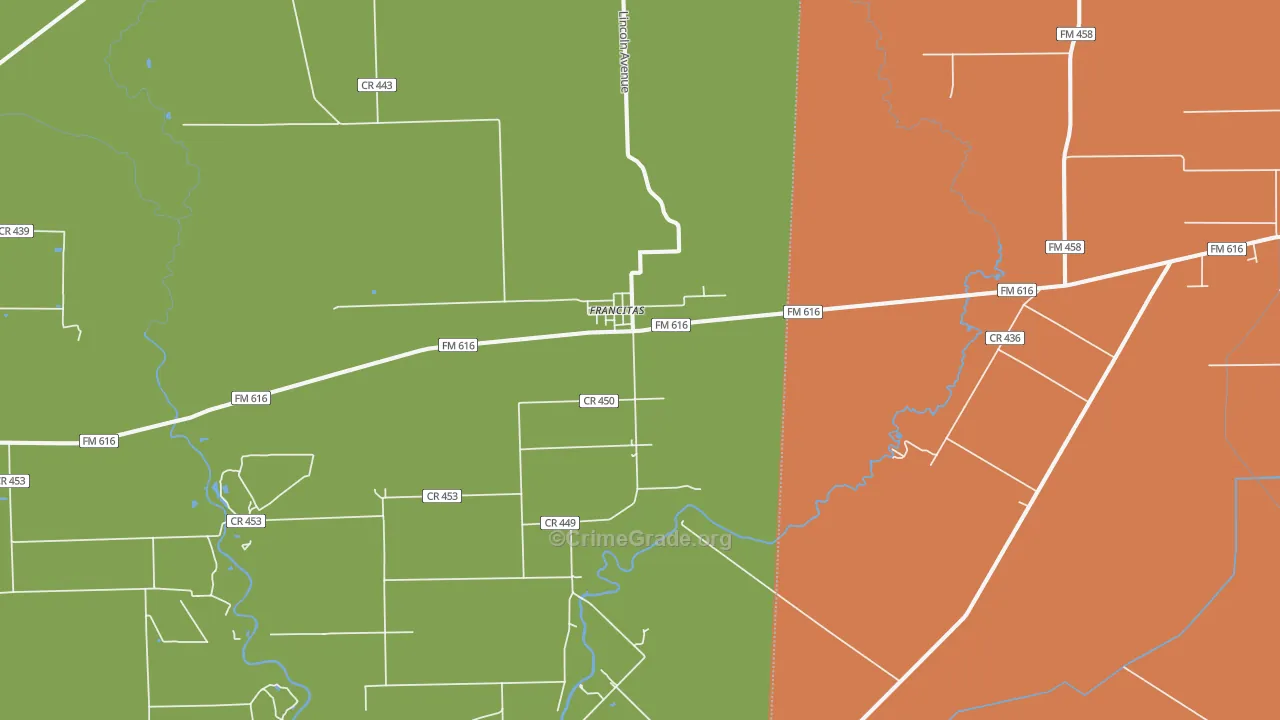 Francitas, TX Map of Drug-Related Crime Rates