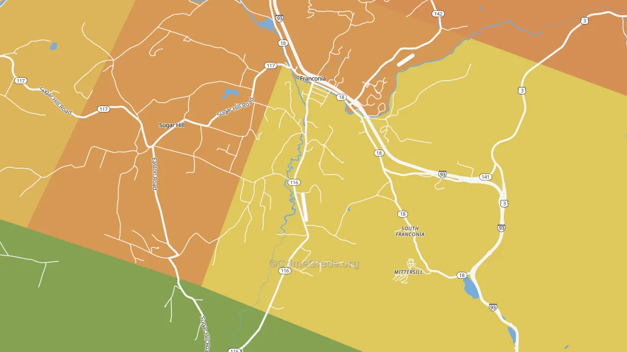 Franconia, NH Map of Drug-Related Crime Rates