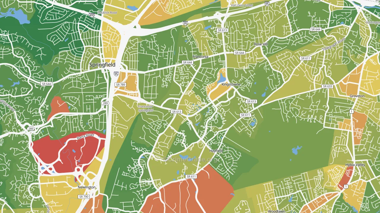 Franconia, VA Map of Drug-Related Crime Rates