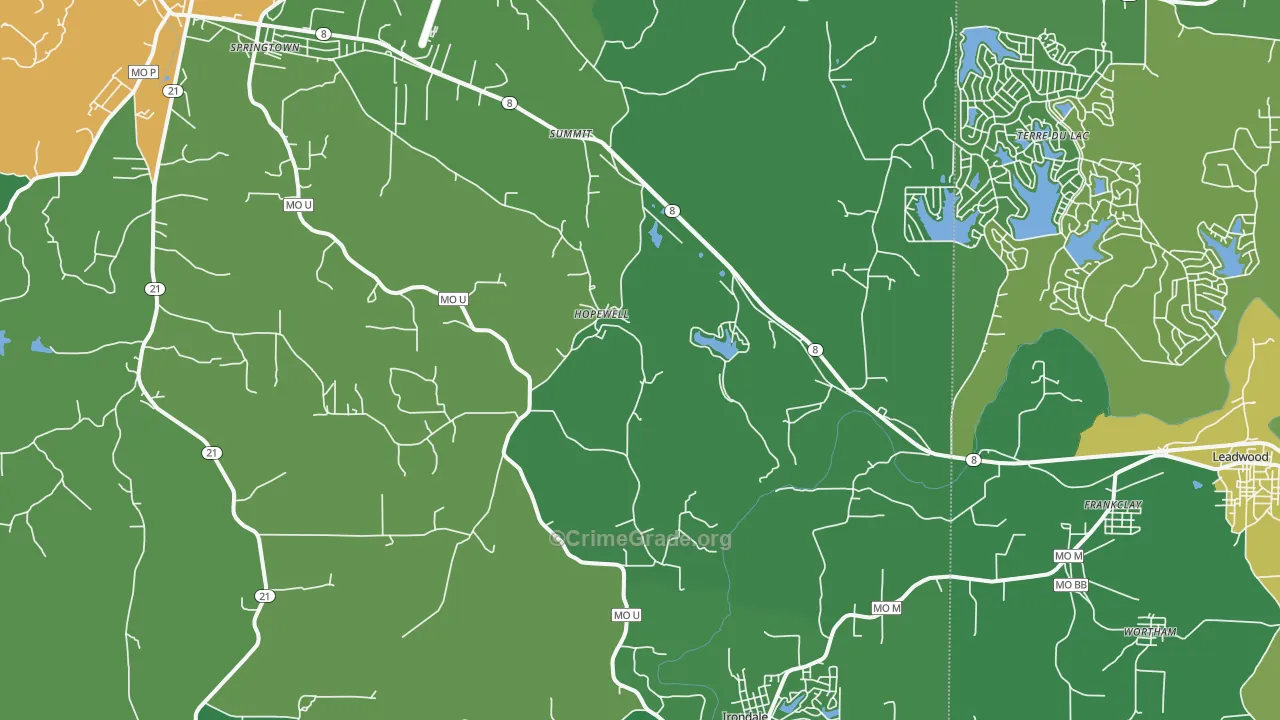 Frankclay, MO Map of Drug-Related Crime Rates