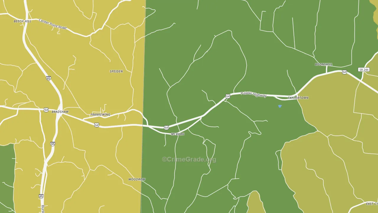 Frankewing, TN Map of Drug-Related Crime Rates