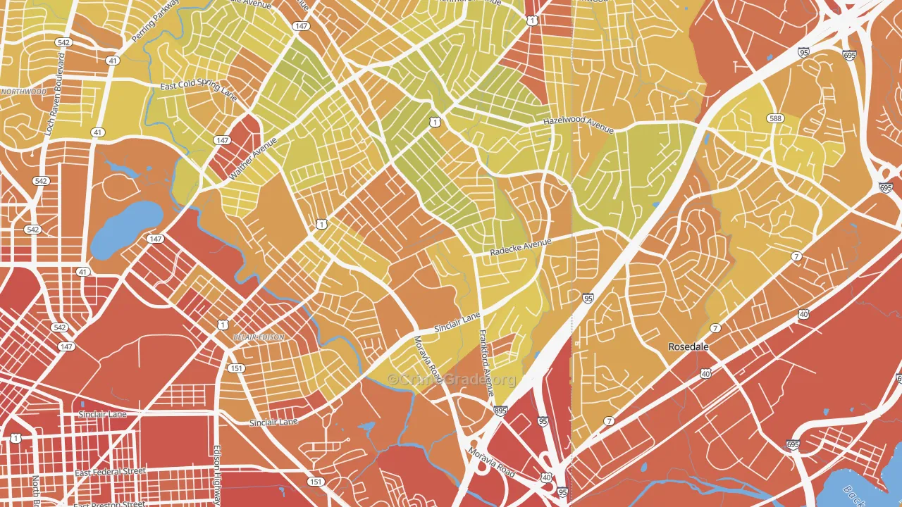 Frankford, Baltimore, MD Map of Drug-Related Crime Rates