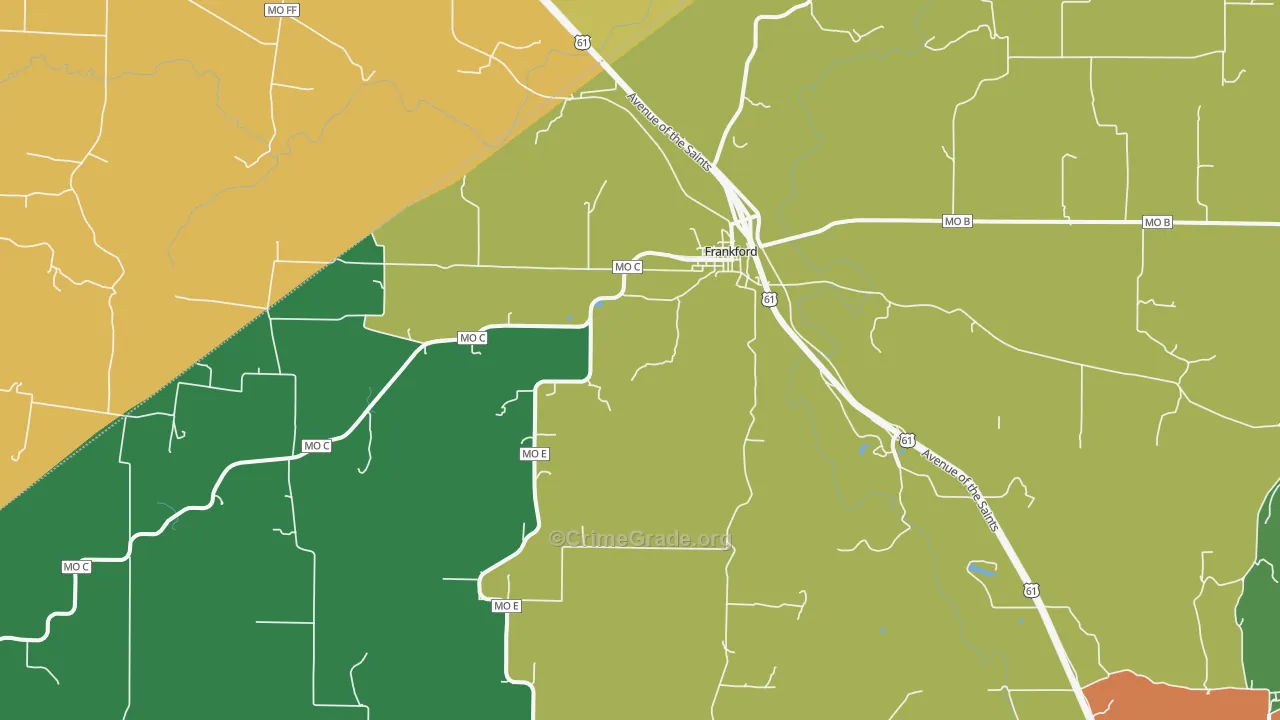 Frankford, MO Map of Drug-Related Crime Rates