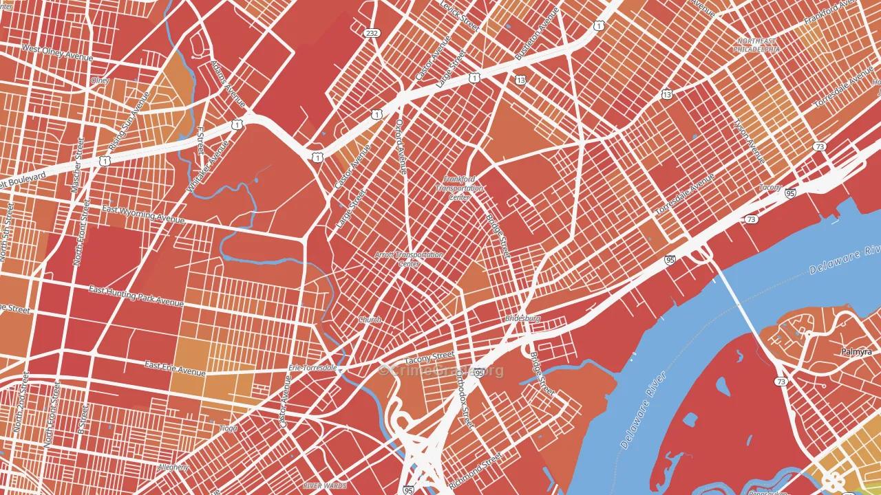 Frankford, Philadelphia, PA Map of Drug-Related Crime Rates