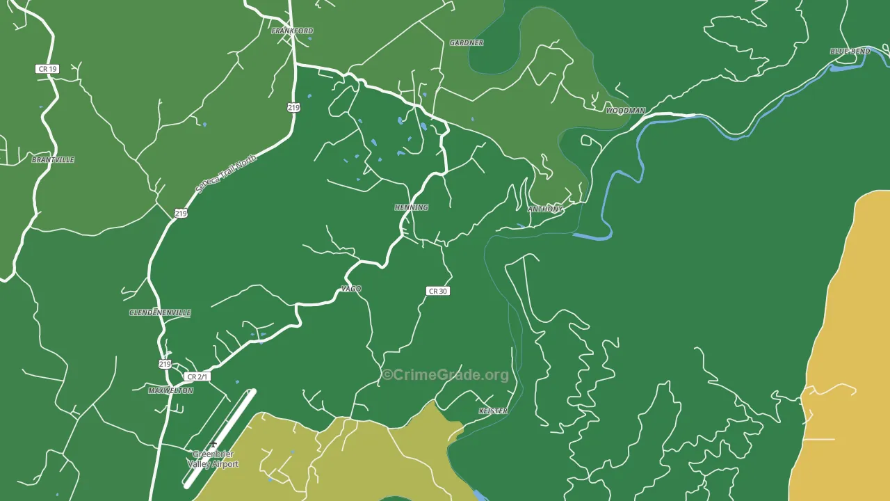 Frankford, WV Map of Drug-Related Crime Rates