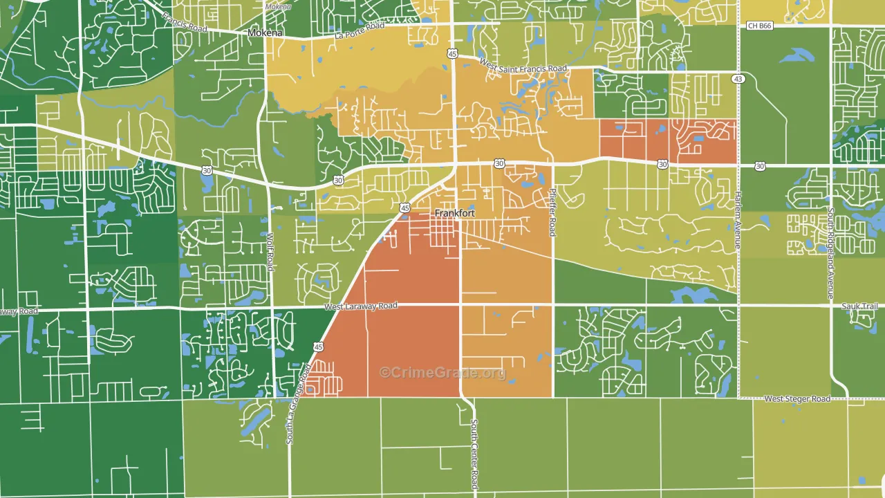 Frankfort, IL Map of Drug-Related Crime Rates