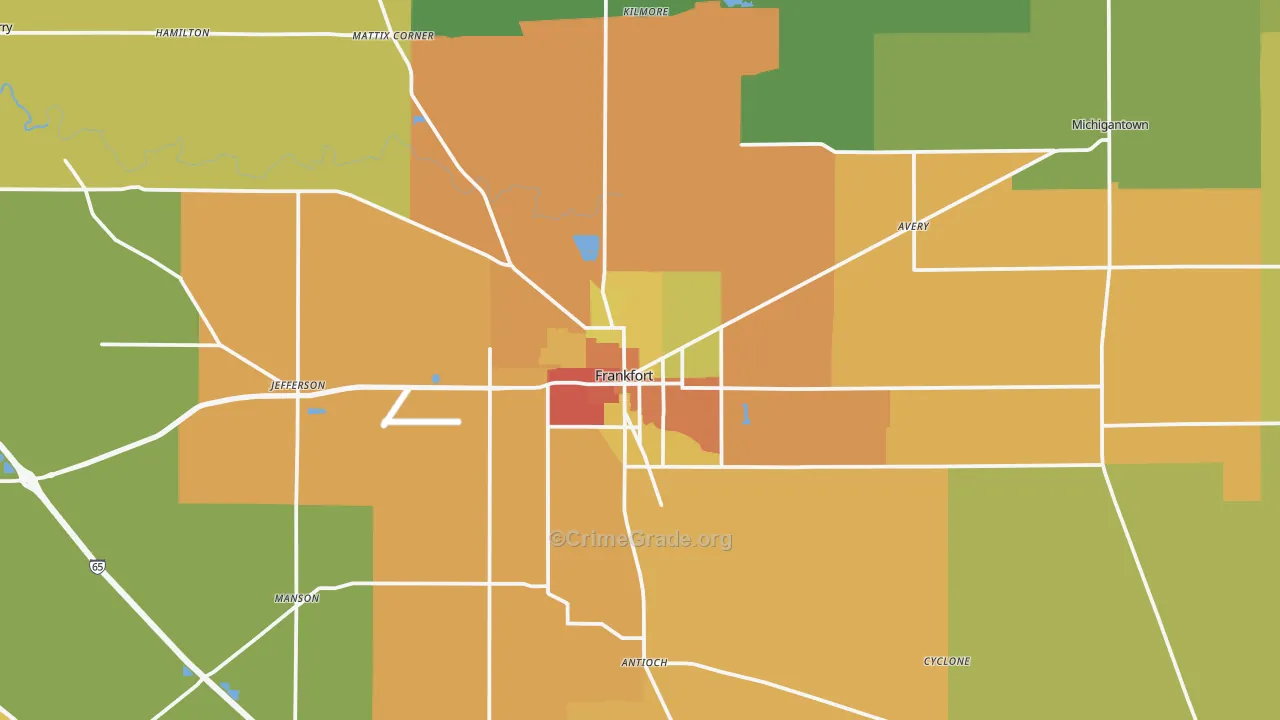 Frankfort, IN Map of Drug-Related Crime Rates