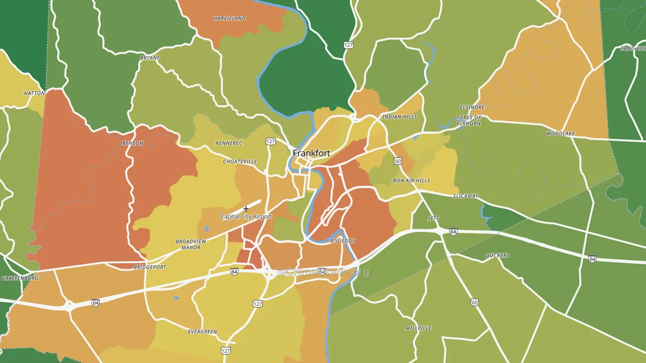 Frankfort, KY Map of Drug-Related Crime Rates