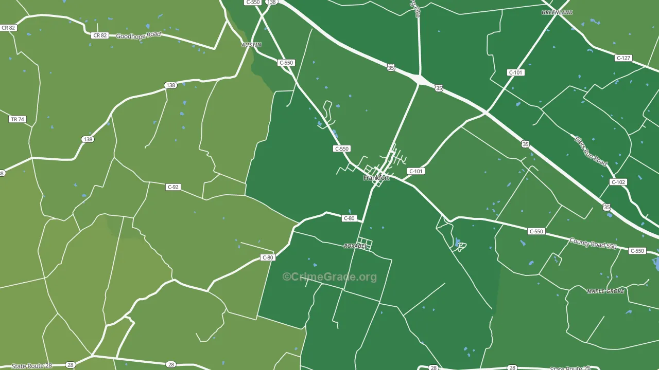 Frankfort, OH Map of Drug-Related Crime Rates