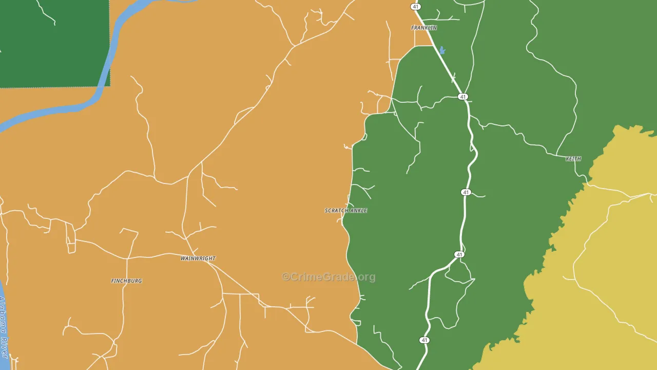 Franklin, AL Map of Drug-Related Crime Rates