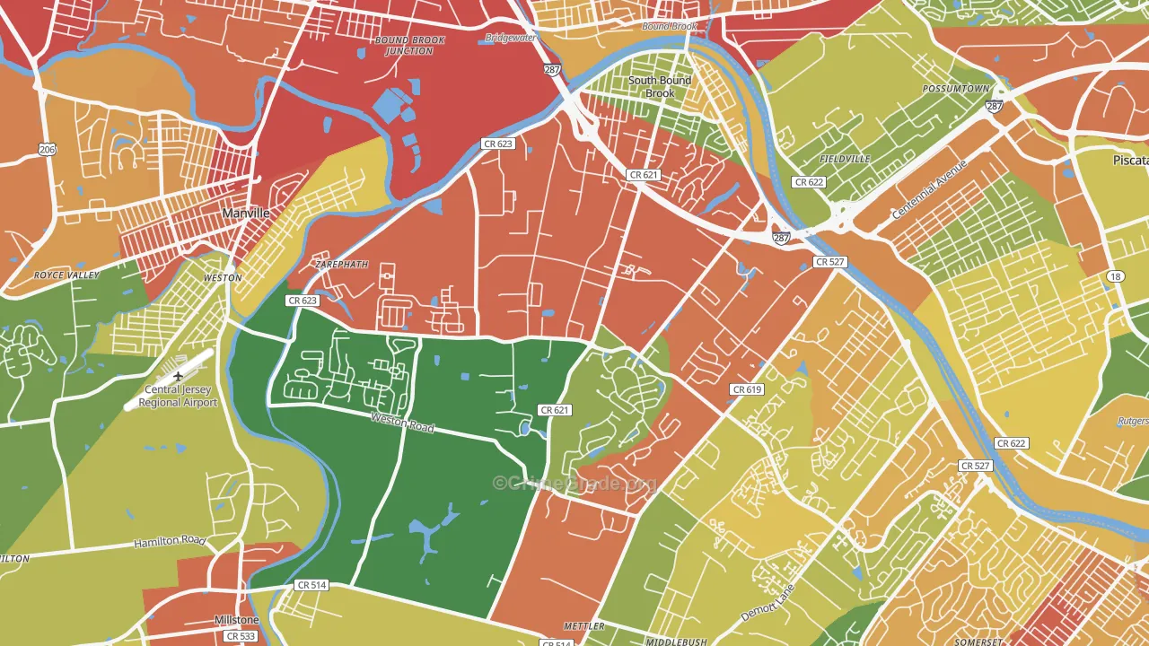 Franklin Center, NJ Map of Drug-Related Crime Rates