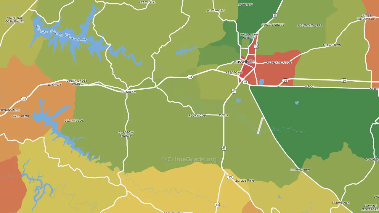 Franklin County, AL Map of Drug-Related Crime Rates