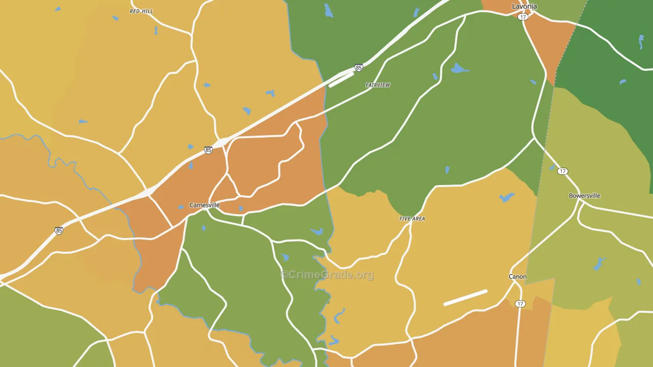 Franklin County, GA Map of Drug-Related Crime Rates