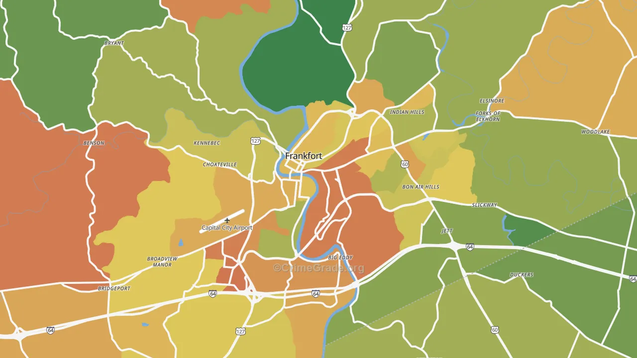 Franklin County, KY Map of Drug-Related Crime Rates