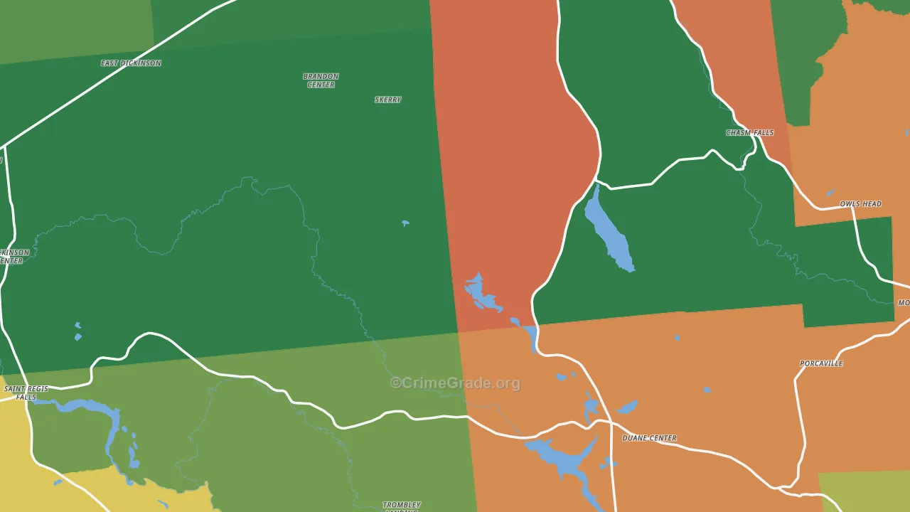 Franklin County, NY Map of Drug-Related Crime Rates