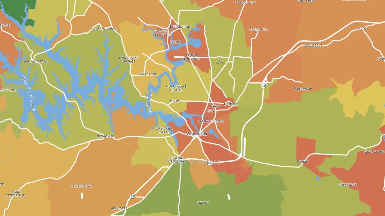 Franklin County, TN Map of Drug-Related Crime Rates