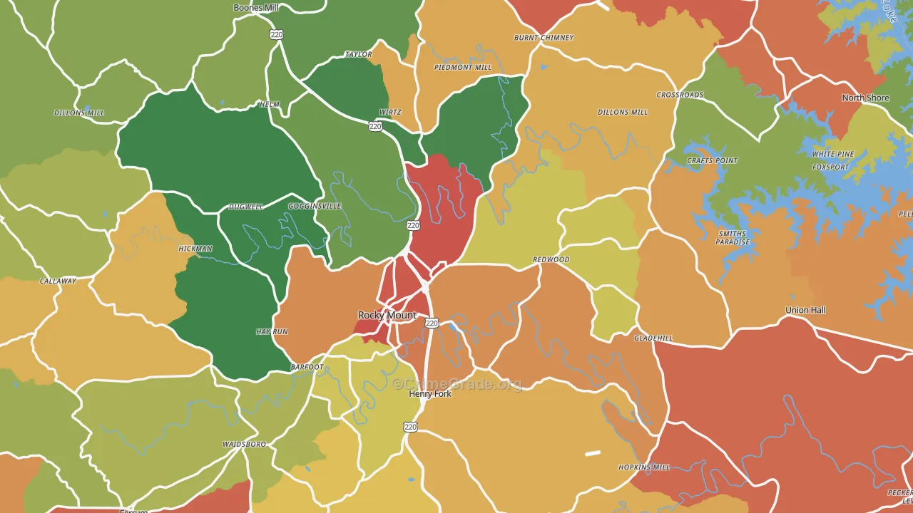 Franklin County, VA Map of Drug-Related Crime Rates