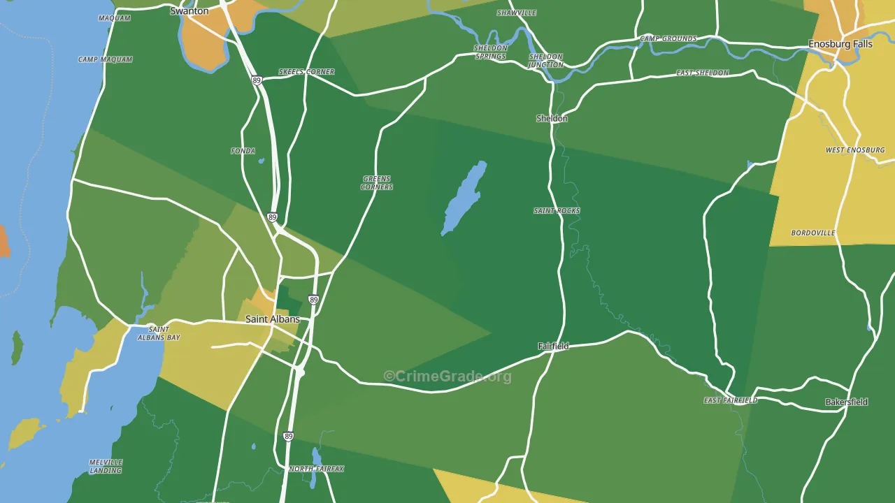 Franklin County, VT Map of Drug-Related Crime Rates
