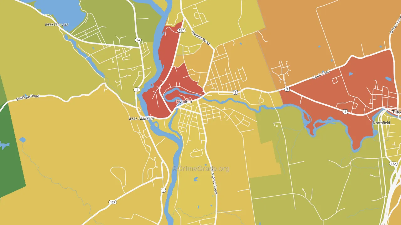 Franklin Falls, Franklin, NH Map of Drug-Related Crime Rates
