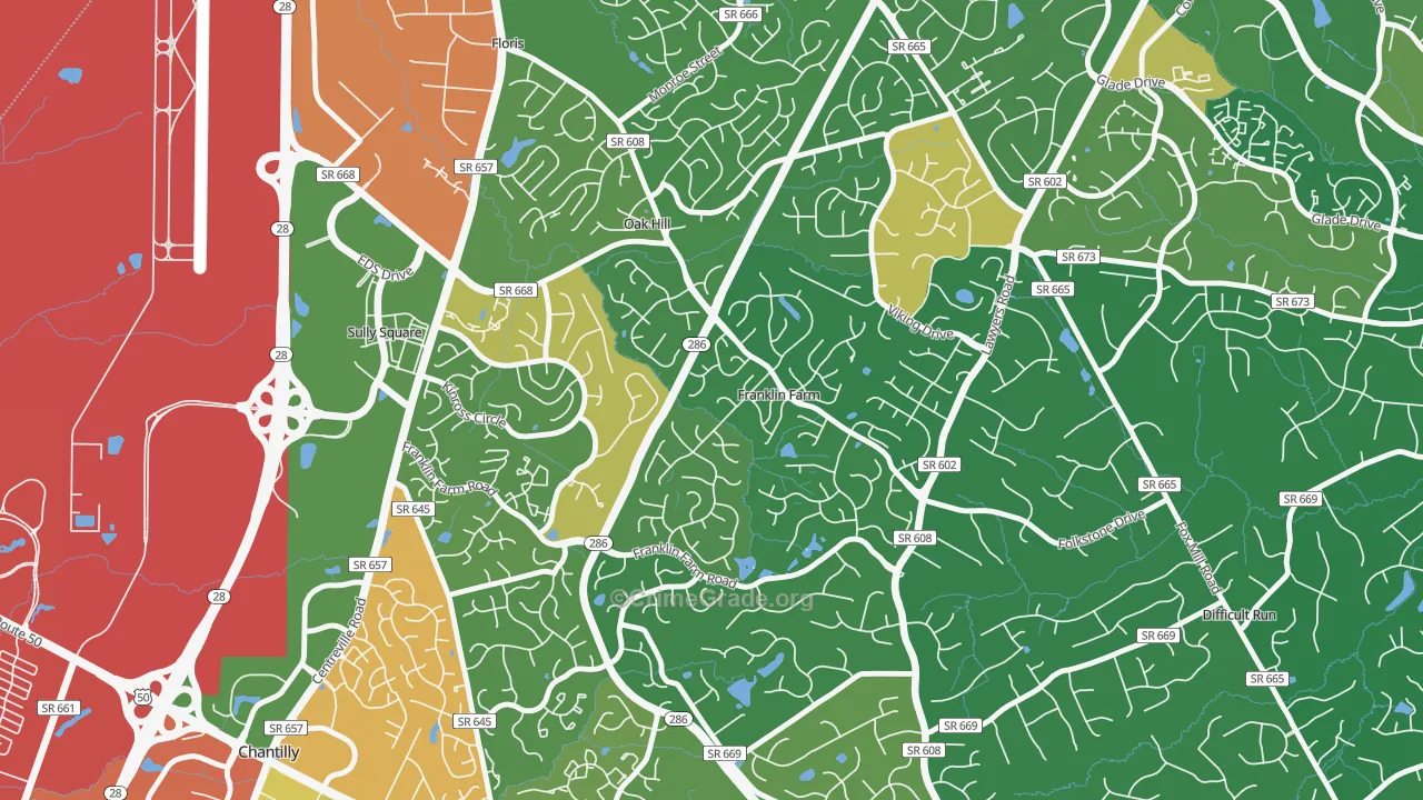Franklin Farm, VA Map of Drug-Related Crime Rates