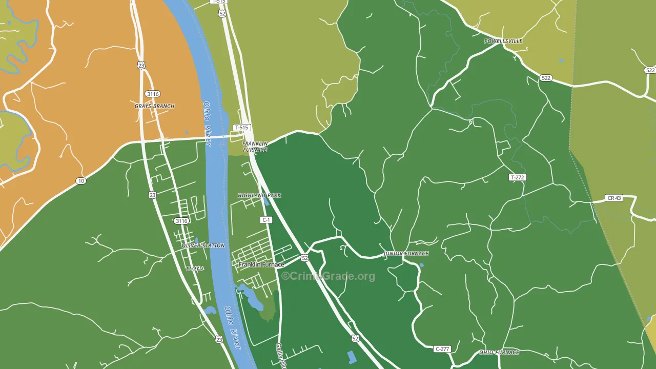 Franklin Furnace, OH Map of Drug-Related Crime Rates