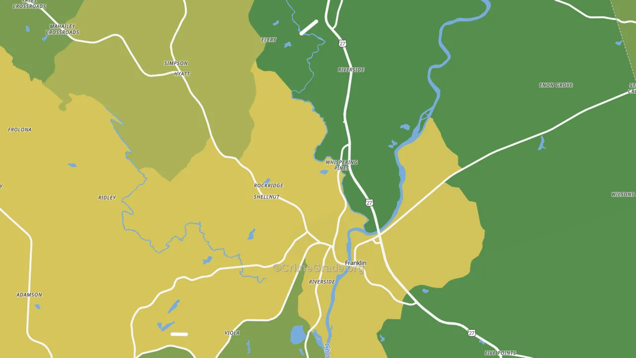 Franklin, GA Map of Drug-Related Crime Rates