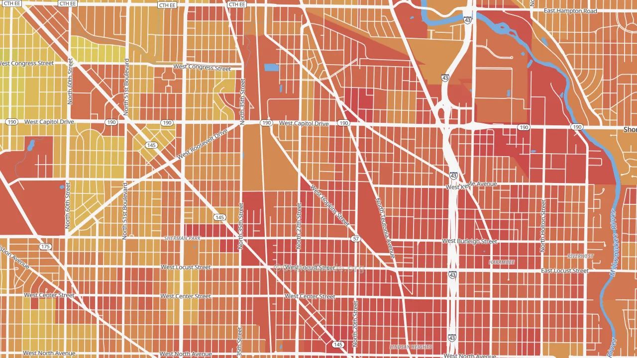 Franklin Heights, Milwaukee, WI Map of Drug-Related Crime Rates