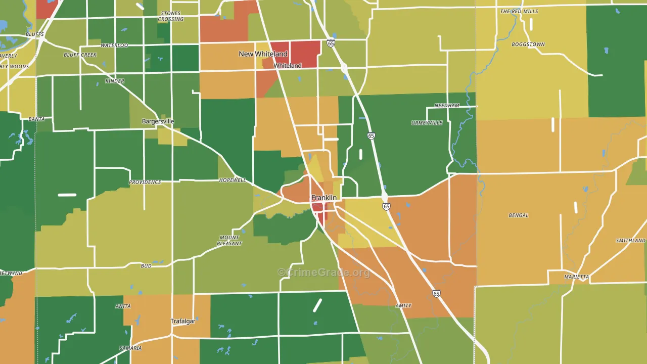 Franklin, IN Map of Drug-Related Crime Rates