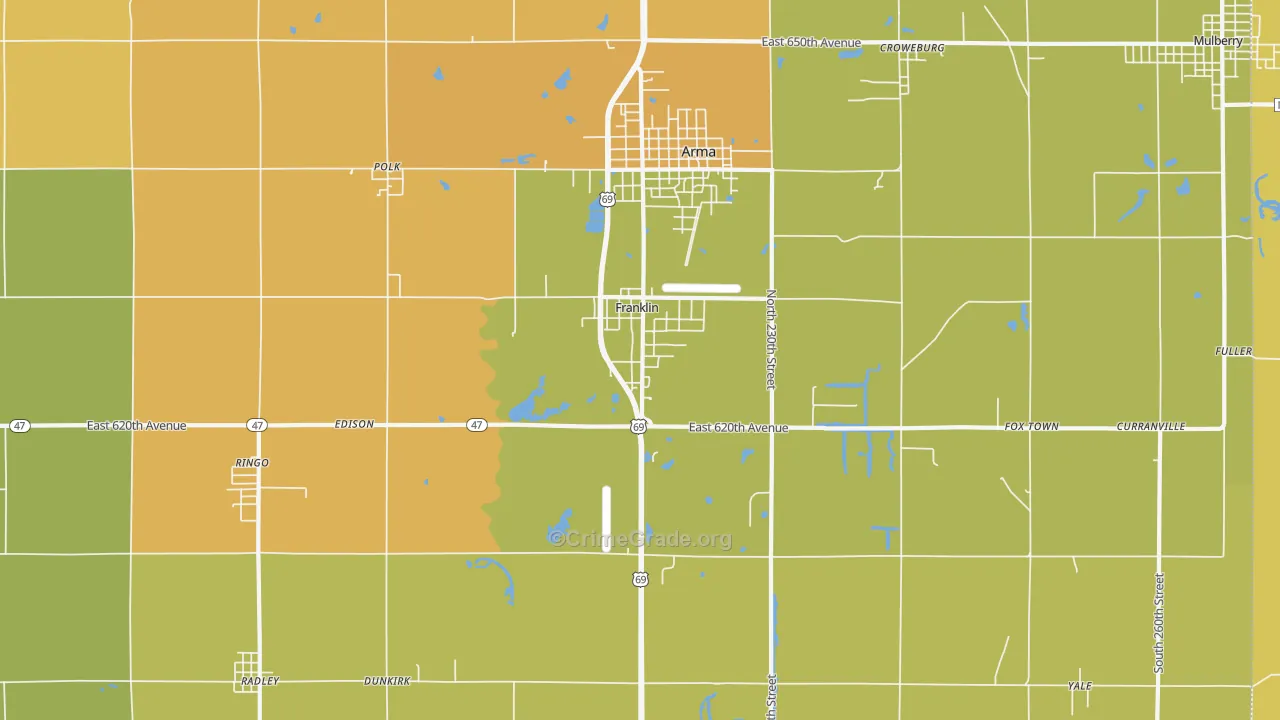 Franklin, KS Map of Drug-Related Crime Rates