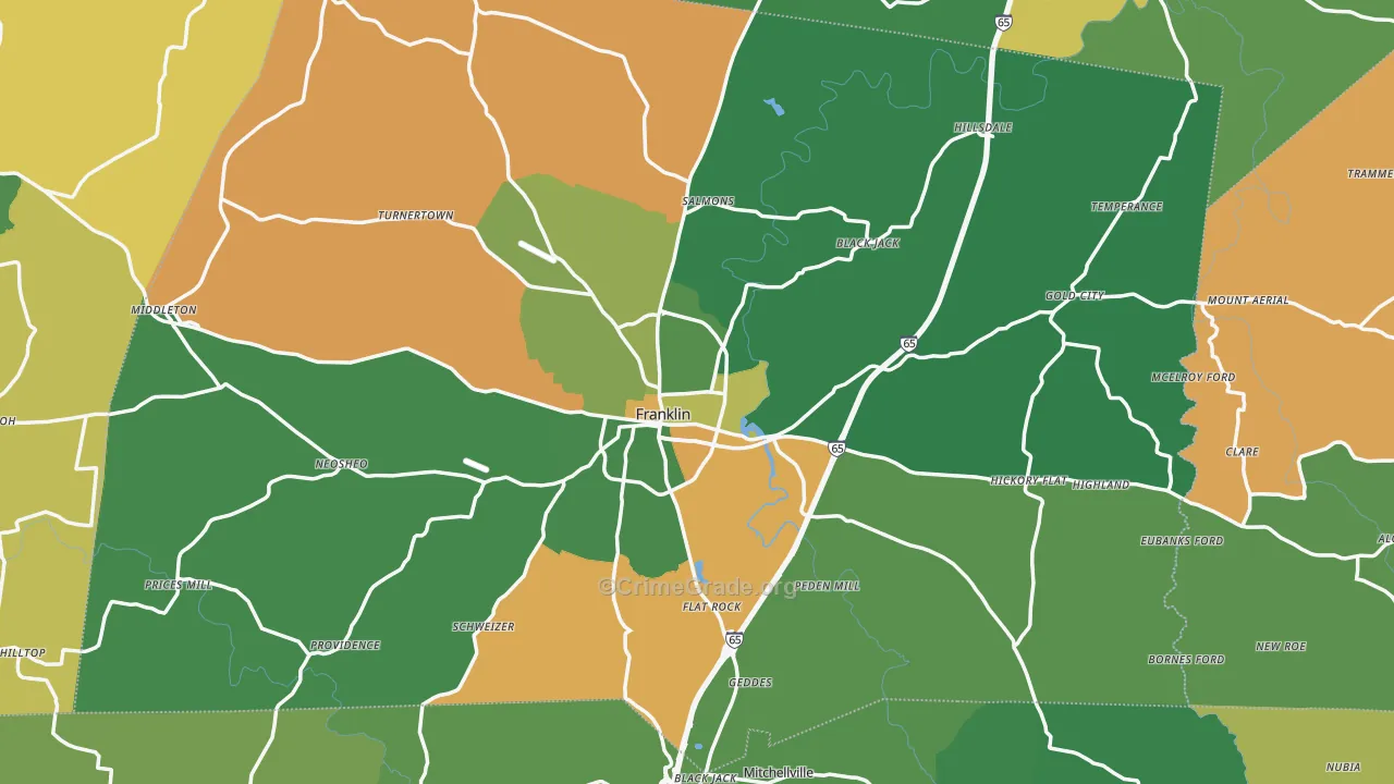 Franklin, KY Map of Drug-Related Crime Rates