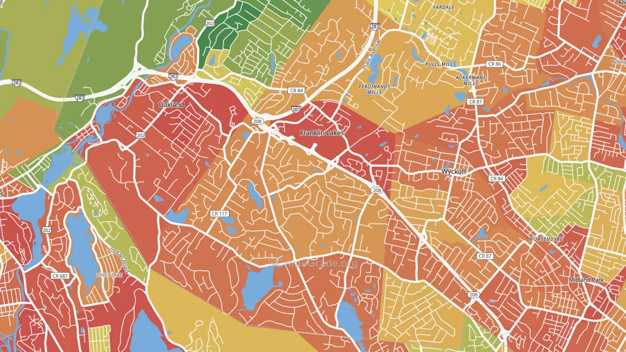 Franklin Lakes, NJ Map of Drug-Related Crime Rates