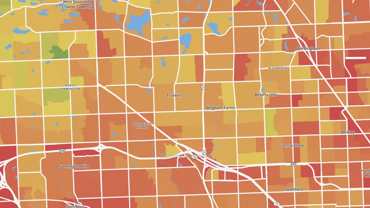 Franklin, MI Map of Drug-Related Crime Rates