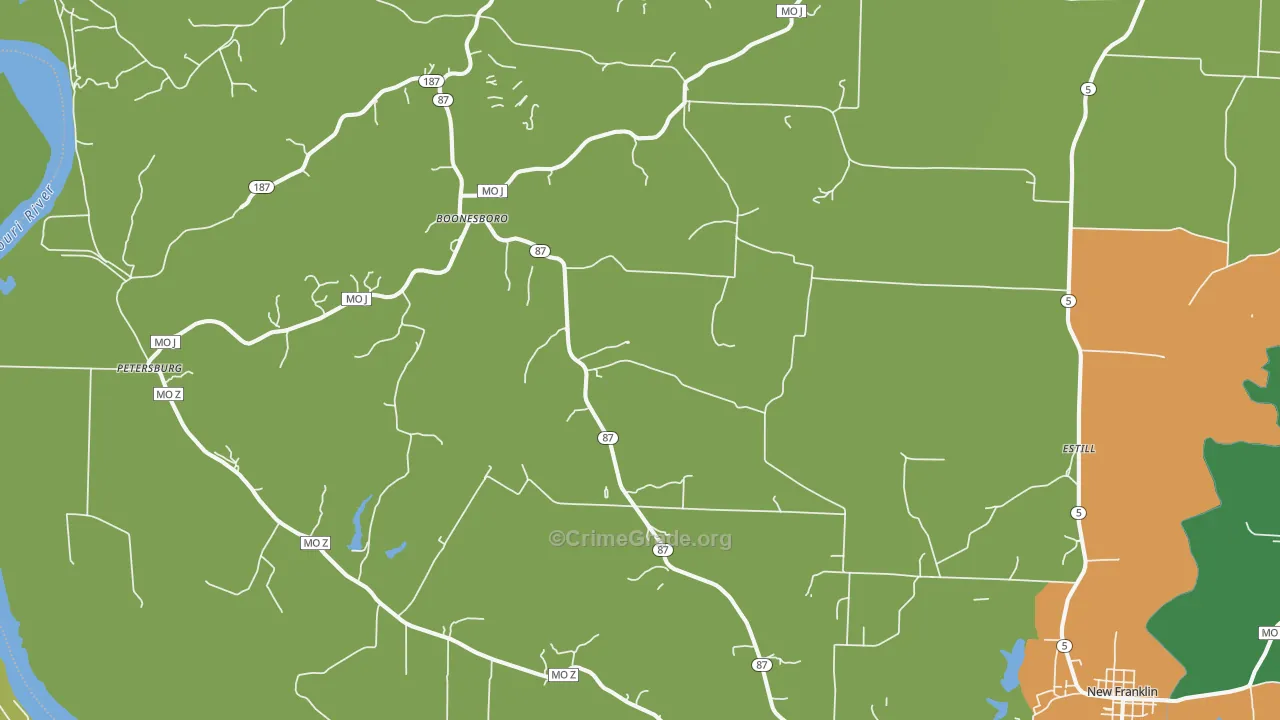 Franklin, MO Map of Drug-Related Crime Rates