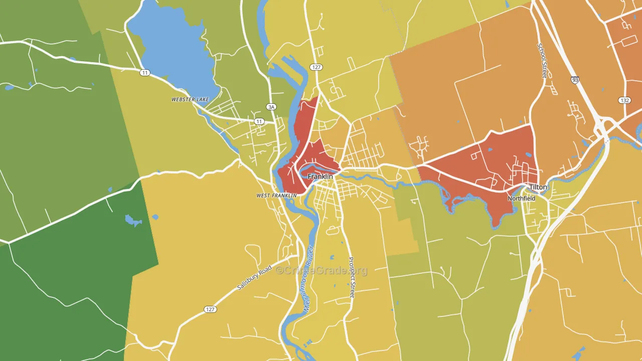 Franklin, NH Map of Drug-Related Crime Rates