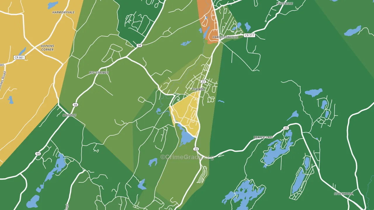 Franklin, NJ Map of Drug-Related Crime Rates