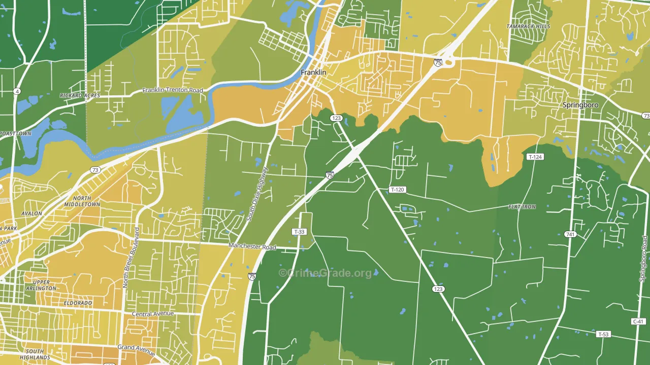 Franklin, OH Map of Drug-Related Crime Rates
