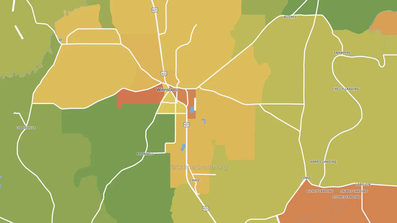 Franklin Parish, LA Map of Drug-Related Crime Rates