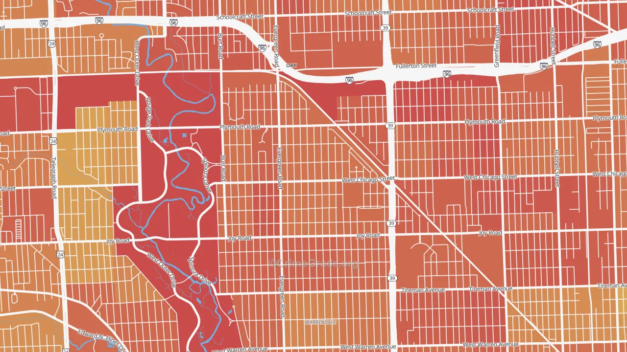 Franklin Park, Detroit, MI Map of Drug-Related Crime Rates