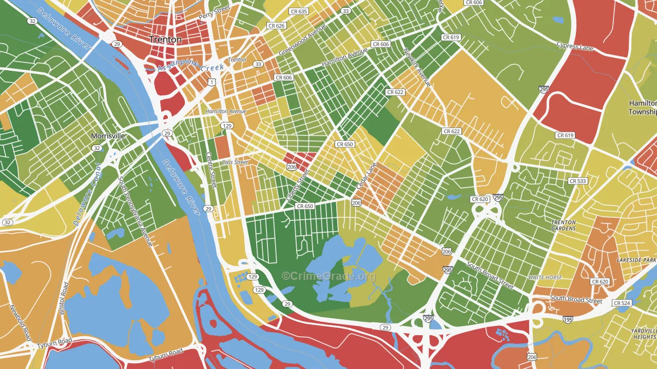 Franklin Park, Trenton, NJ Map of Drug-Related Crime Rates