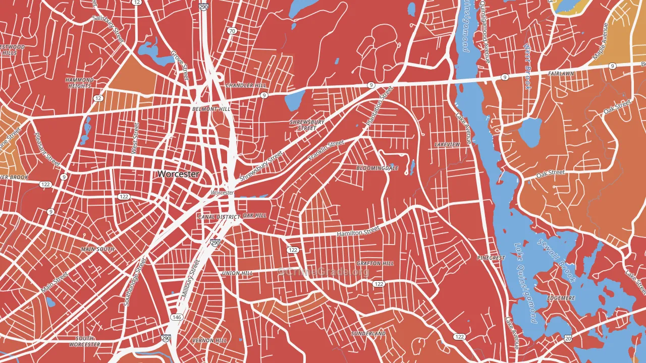 Franklin Plantation, Worcester, MA Map of Drug-Related Crime Rates