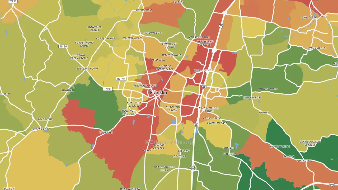 Franklin, TN Map of Drug-Related Crime Rates
